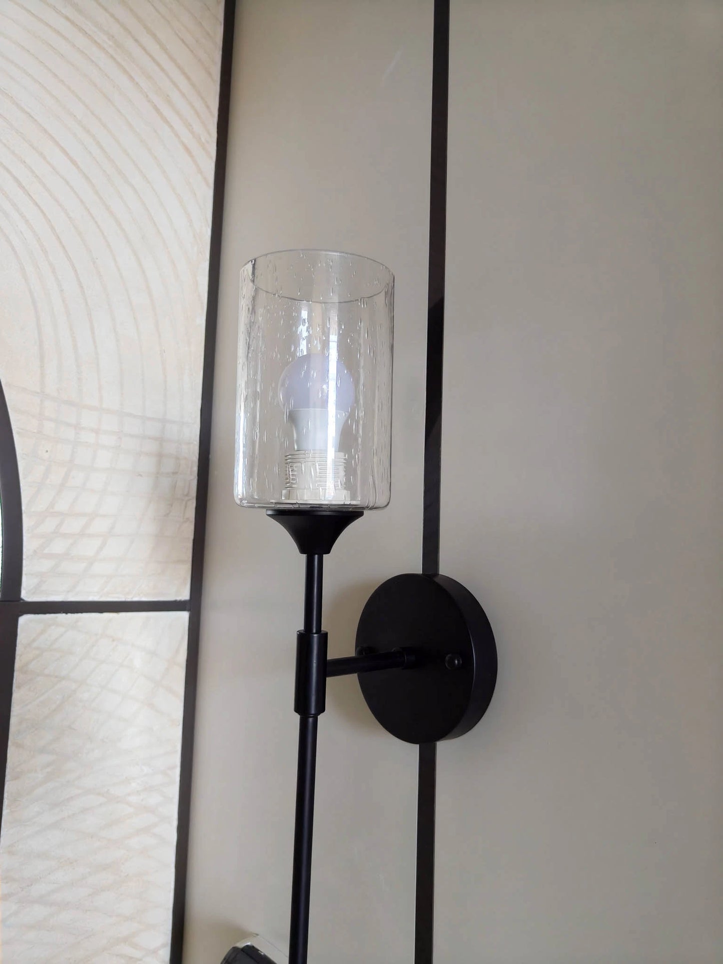 Rivius Lumo – Cloud Stone Wall Light with Brass Frame