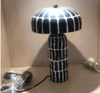 Rivius Umbra – Ceramic Table Lamp With Hand-Painted Black & White Stripes