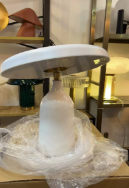 Rivius Clarilune – White Porcelain Stone Table Lamp With Offset Round Shade