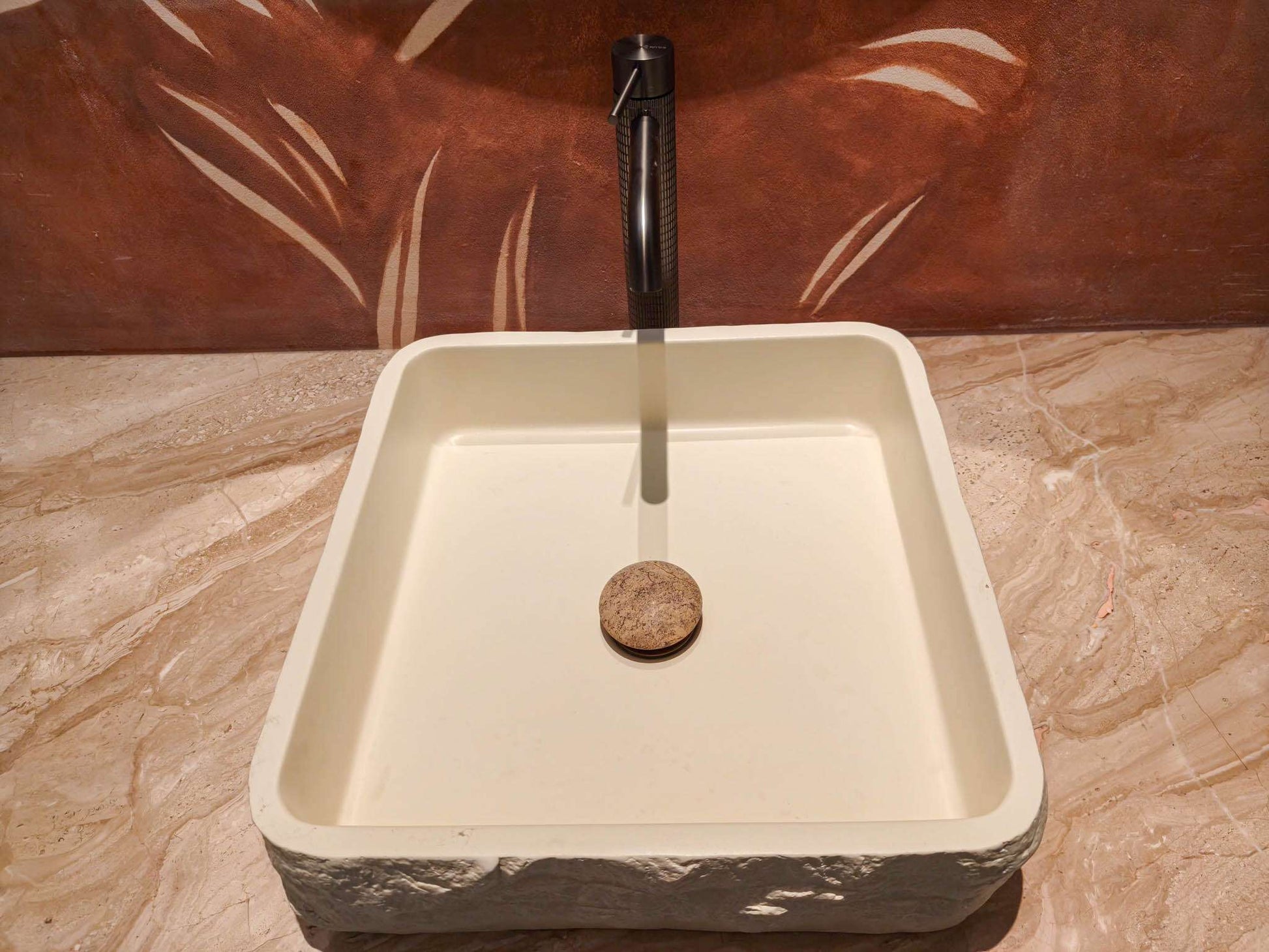 Rivius Kanso – Wabi-Sabi Style Square Marble Stone Basin