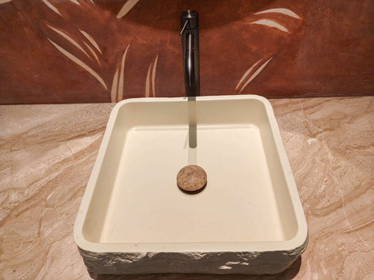 Rivius Kanso – Wabi-Sabi Style Square Marble Stone Basin