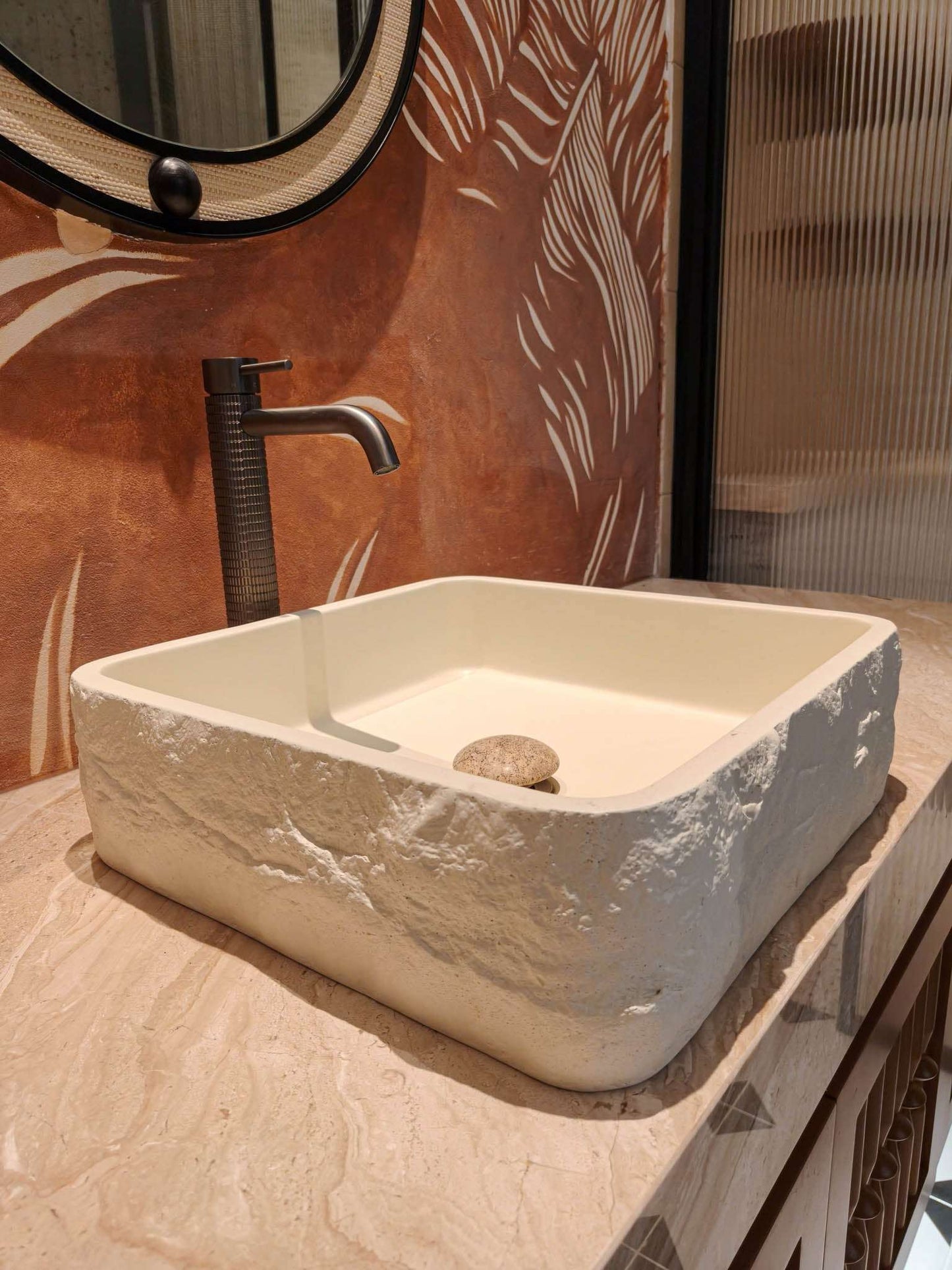 Rivius Kanso – Wabi-Sabi Style Square Marble Stone Basin