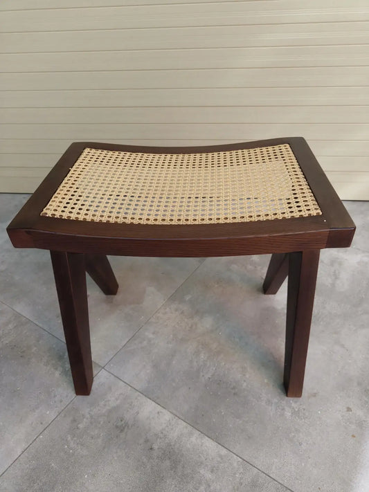 Rivius Curvane – Curved Wood & Cane Seat Stool