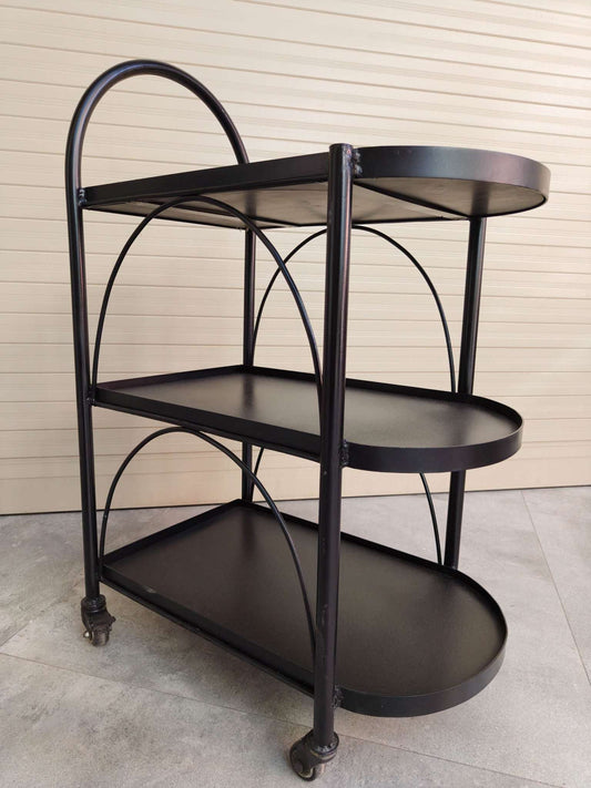 Rivius Rollen – Modern Three-Tier Round Glass Tea Trolley