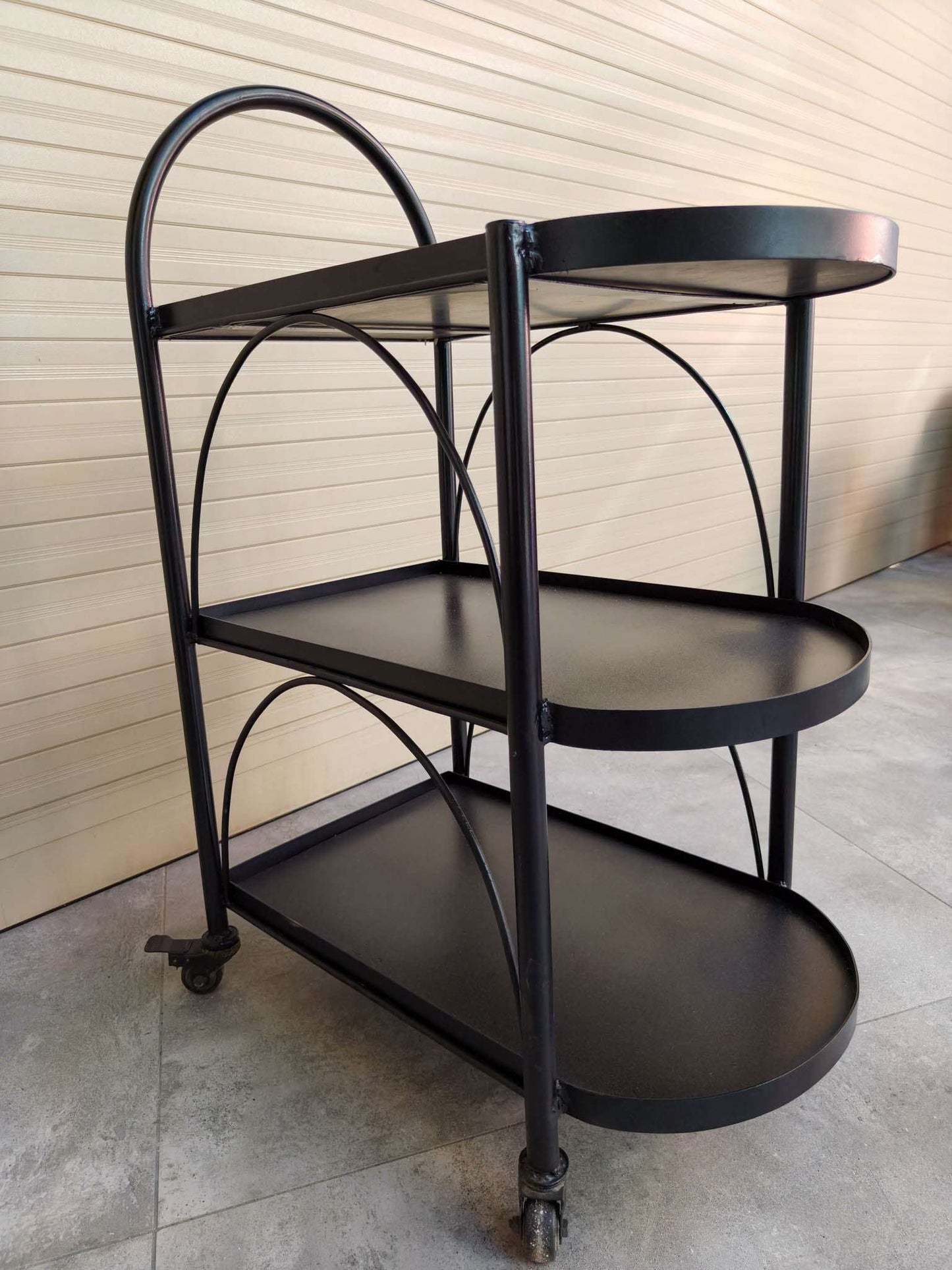 Rivius Rollen – Modern Three-Tier Round Glass Tea Trolley