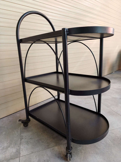 Rivius Rollen – Modern Three-Tier Round Glass Tea Trolley