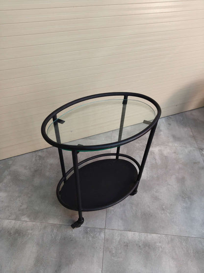 Rivius Moven – Modern Two-Tier Round Glass Tea Trolley