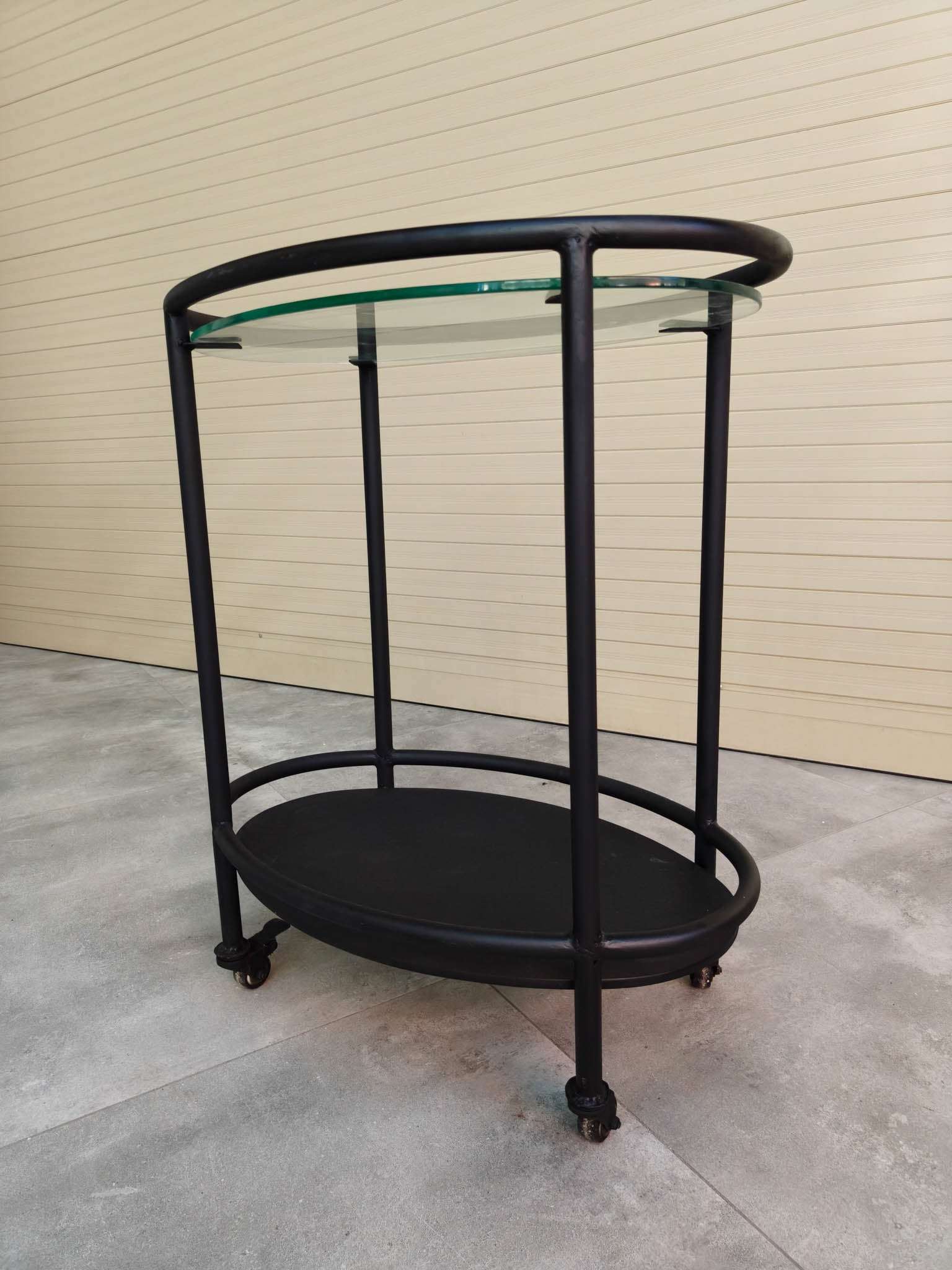 Rivius Moven – Modern Two-Tier Round Glass Tea Trolley