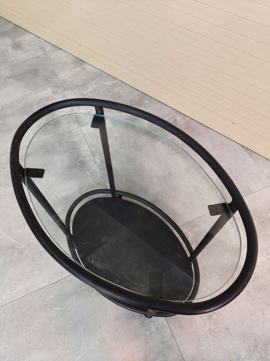 Rivius Moven – Modern Two-Tier Round Glass Tea Trolley