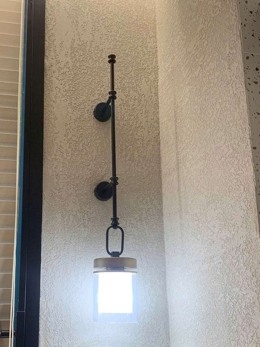 Rivius Ferra – Industrial Hanging Wall Light in Brushed Metal & Glass