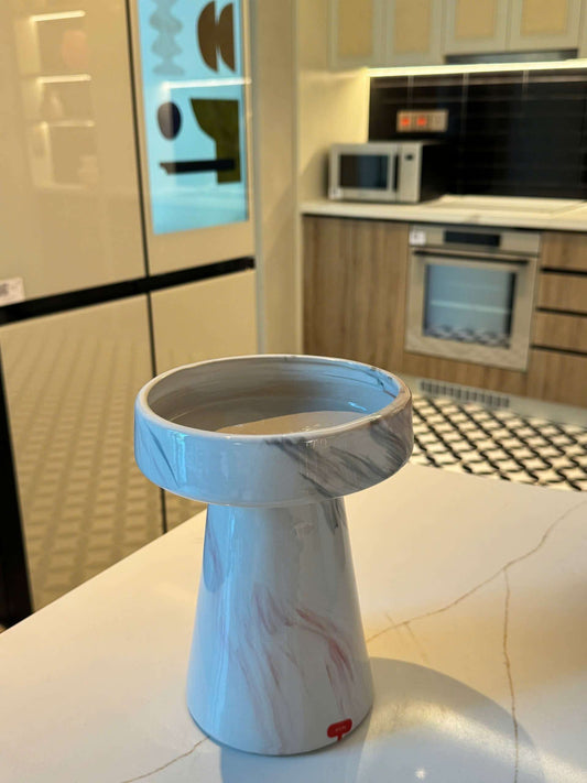 Rivius Caldria – Minimalist Mushroom-Shaped Marble Ceramic Pedestal Vase